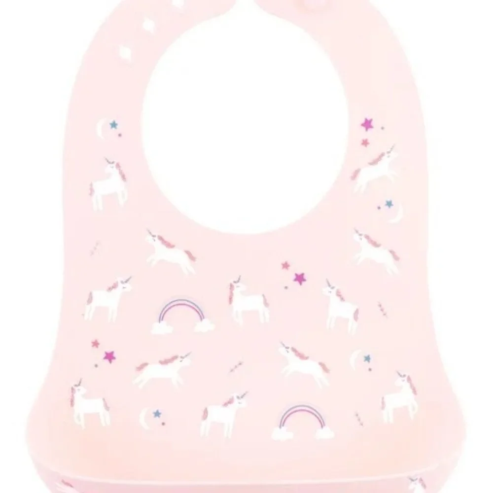 Stephen Joseph Silicone Baby Bib With Catcher - Unicorns